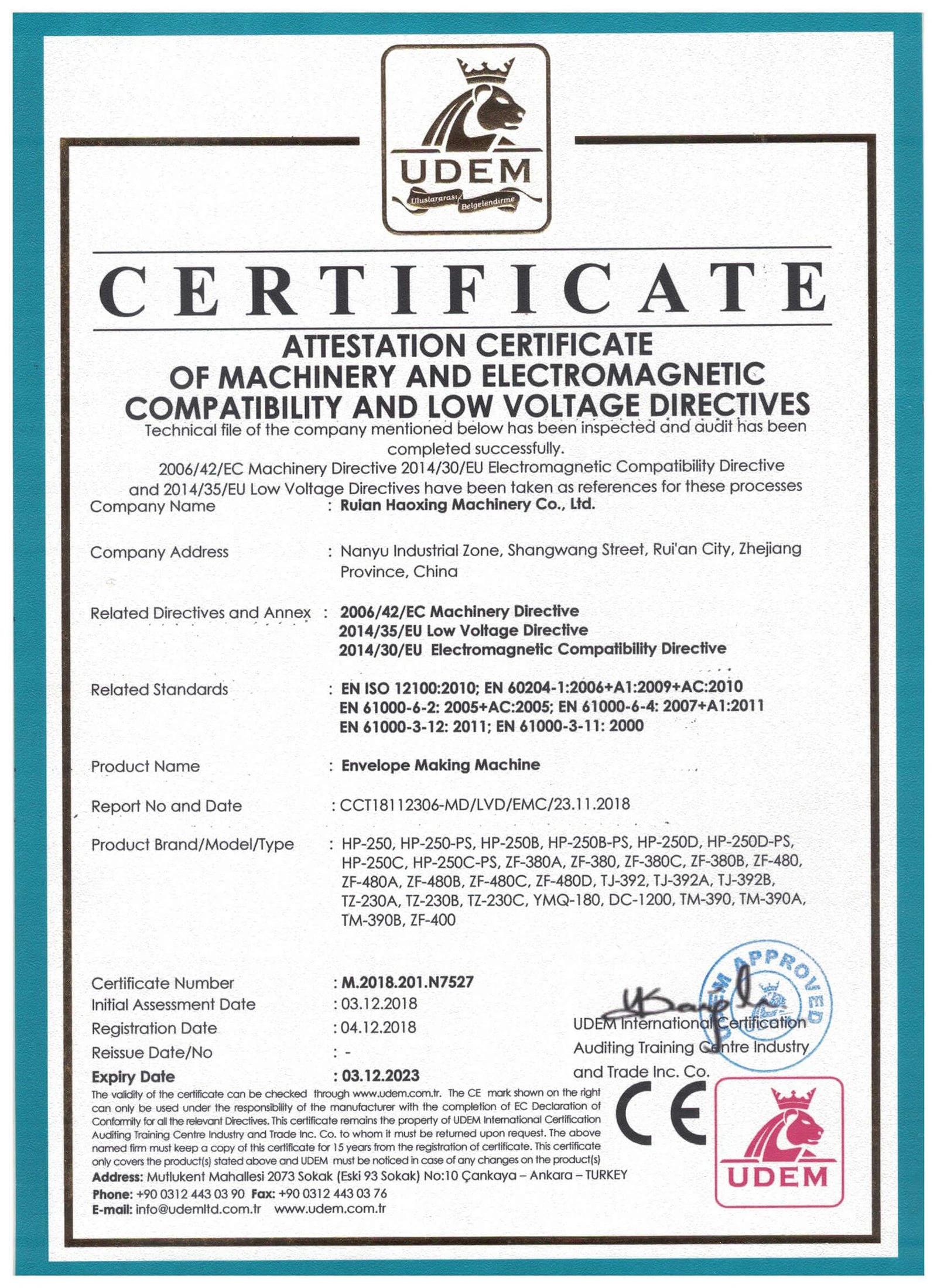 haoxing ce certificate optimized image